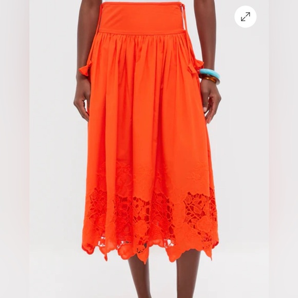HUNTER BELL Tangerine Tango Embroidery Nathalie Skirt Midi Skirt New 2